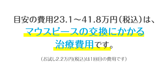 総額の目安（税込約11〜33万円）は、マウスピースの交換にかかる治療費用の総額です。