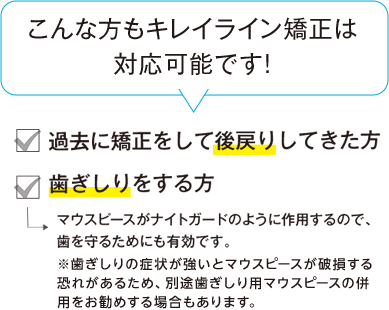 こんな方もキレイライン矯正は対応可能です！