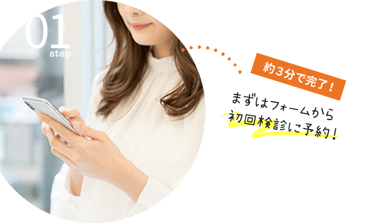step01:約３分で完了！まずはフォームから初回検診に予約！