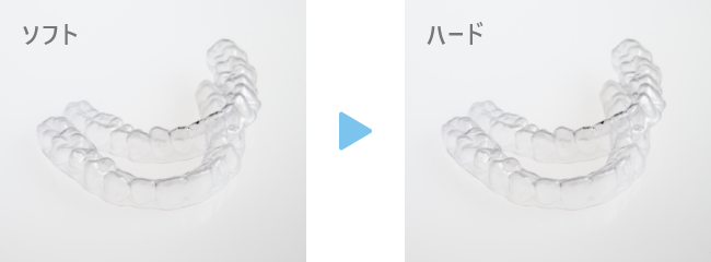 マウスピース 左:ソフト／右:ハード