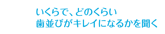 いくらで、どのくらい 歯並びがキレイになるかを聞く