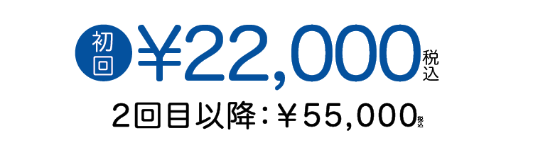 初回税込¥22,000、2回目以降税込¥55,000