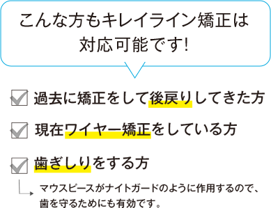 こんな方もキレイライン矯正は対応可能です！