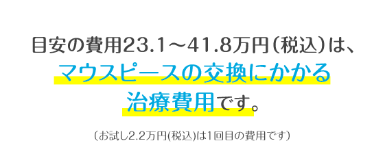 総額の目安（税込約11〜33万円）は、マウスピースの交換にかかる治療費用の総額です。