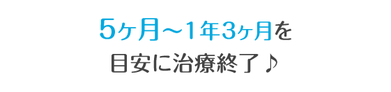 約5ヶ月〜1年3ヶ月を目安に治療完了