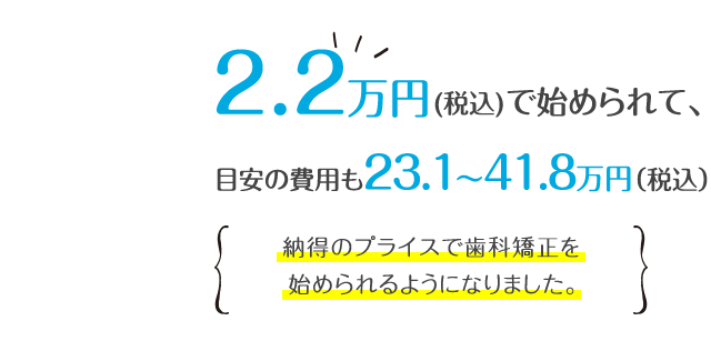 2万円(税込22,000円)で試せて、総額の目安も（税込約11～33万円）。