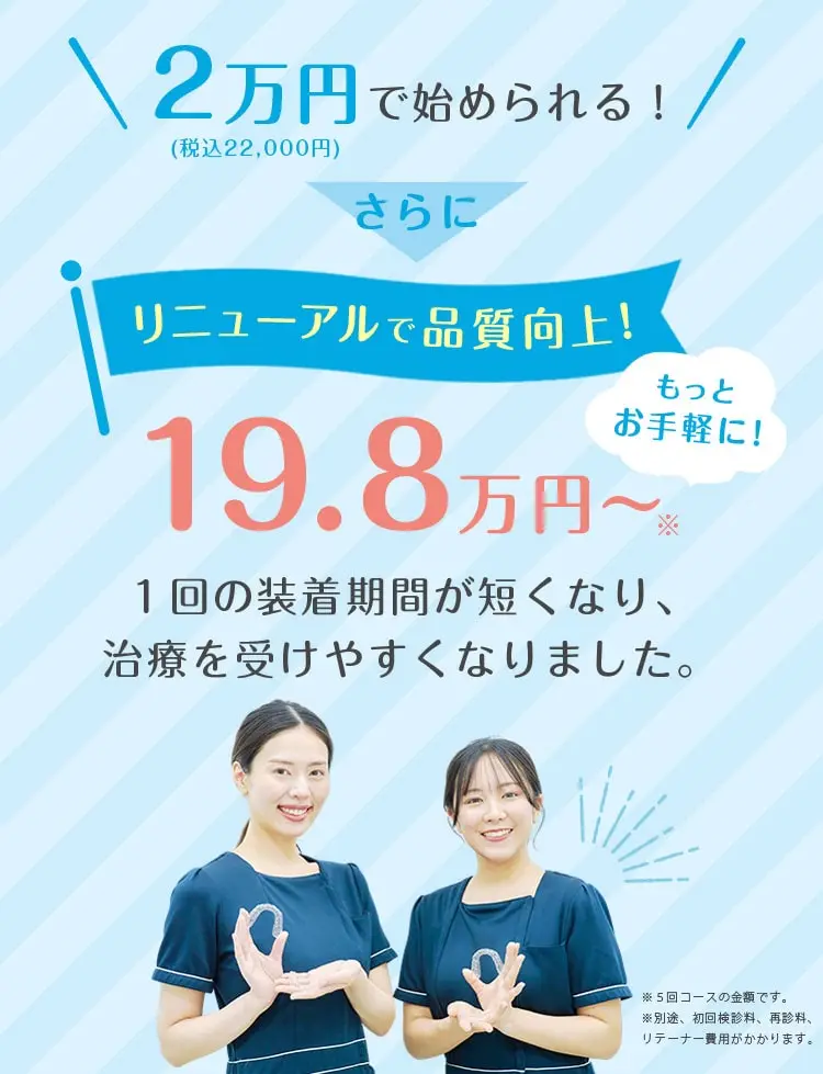リニューアルで品質向上 19.8万円〜