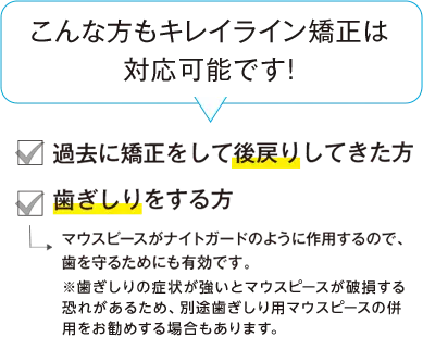 こんな方もキレイライン矯正は対応可能です!