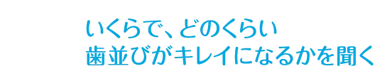 いくらで、どのくらい 歯並びがキレイになるかを聞く