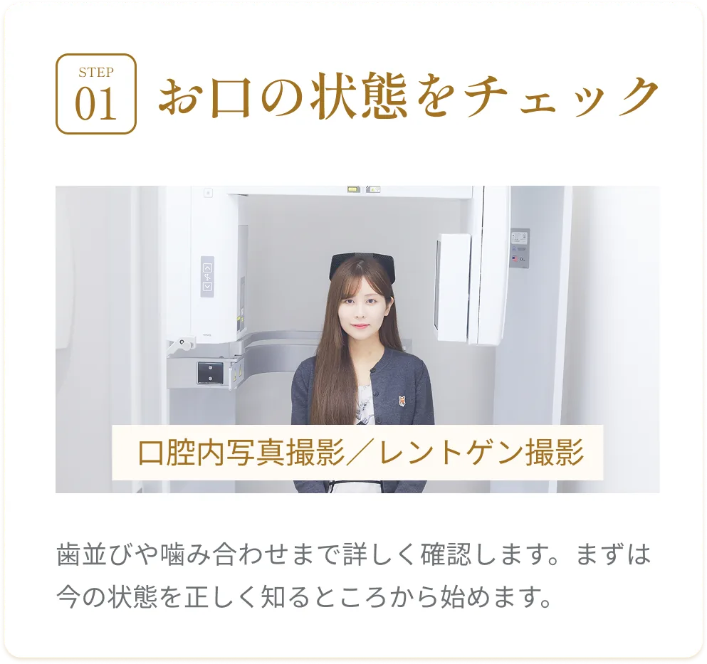 初回検診の流れ STEP01 お口の状態をチェック
