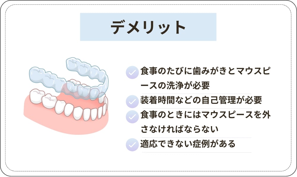 マウスピース矯正のデメリット